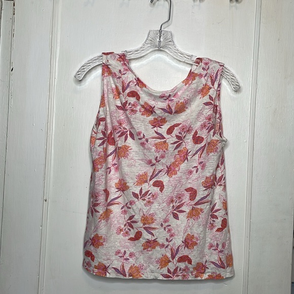 Haute Hippie Floral Drape Neck Top 100% Linen Sleeveless Boho - Picture 4 of 7